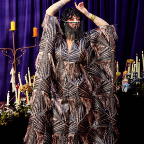 •F• Label Elder Veil V-Neck Kaftan Gown