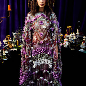 •F• Label Bloom Relic Beaded Kaftan Gown