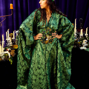 •F• Label Cindermoss V-Neck Kaftan Gown