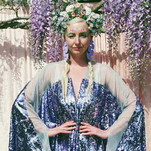 Lilac and Mesh sequin Kaftan Maxi Gown...