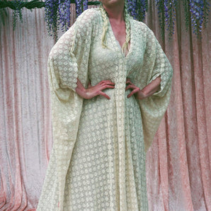 Bohemian Crochet 70s style Kaftan Dress