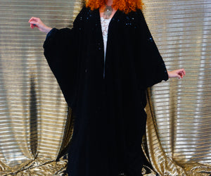Velvet flocked black sequin Kimono Robe