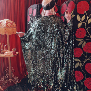 Emerald gemstone Sequin V-Neck Kaftan Gown