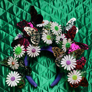 Wildflower Metallic Butterflies and Daisies Headband