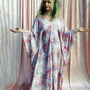 Sweet Florals Printed Springtime Kaftan Dress in Pink