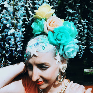 Pastel Roses flower headband / headpiece