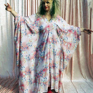 Sweet Florals Printed Springtime Kaftan Dress in Pink