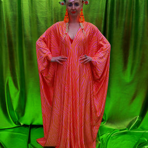 Pink and Orange print kaftan Gown