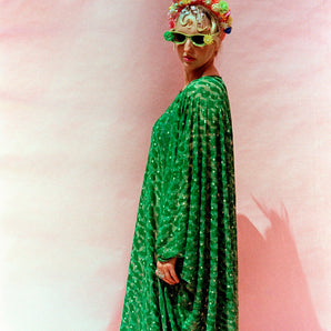 SUPER glittery Sparkle Green and Gold Sheer stretch Kaftan Dress