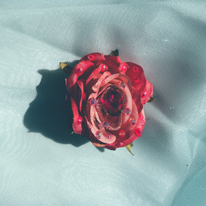 Hot Pink Bejewelled Rose Bejewelled Brooch