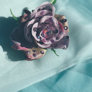 Lilac Bejewelled Rose Bejewelled Brooch