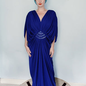 Trina Lewis Art Deco inspired Vintage batwing Grecian Gown