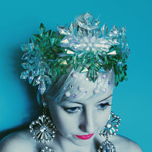 Green and iridescent snowflake headband / crown / aliceband