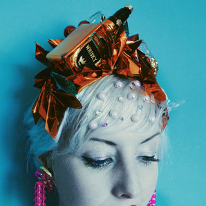 Metallic Orange Whiskey Glasses Origami Crown / Headdress / Christmas / NYE