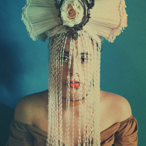 Vintage Lampshades White beaded Headdress