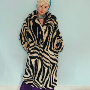 INCREDIBLE Cruella Zebra Faux Fur Coat