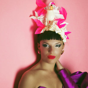 Neon Pink Glitter and White Cocktail Crown
