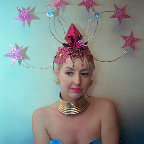 Vintage inspired pink star headdress