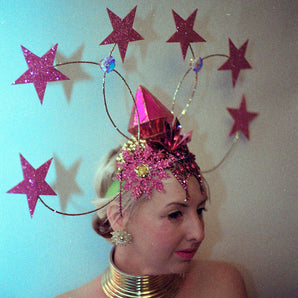 Vintage inspired pink star headdress