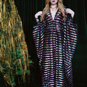Christmas stripe Sequin V-Neck Kaftan Gown