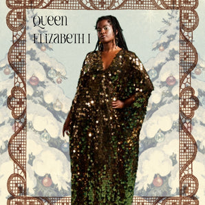 •F• Label Queen Elizabeth I Black & Gold Floral Sequin Kaftan