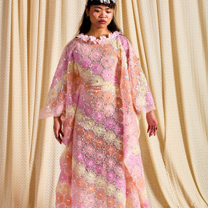 •F• Label Petals in the Breeze – Floral Garden Lace Kaftan Gown