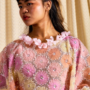 •F• Label Petals in the Breeze – Floral Garden Lace Kaftan Gown