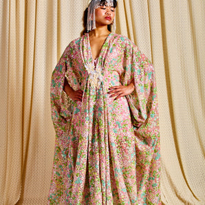 •F• Label Meadow Sequin V-Neck Kaftan Gown