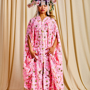 •F• Label Blooming Pink Sequin Zipped Kimono Robe