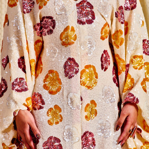 •F• Label Pansy Sequin V-Neck Kaftan Gown