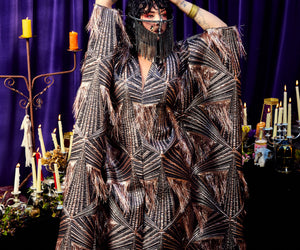 •F• Label Elder Veil V-Neck Kaftan Gown