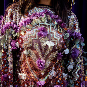 •F• Label Bloom Relic Beaded Kaftan Gown