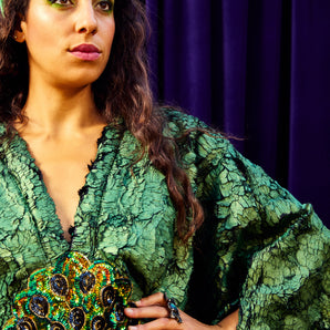 •F• Label Cindermoss V-Neck Kaftan Gown