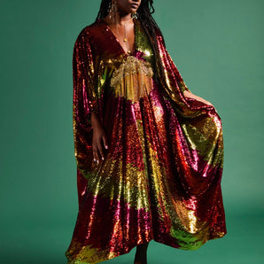 •F• Label Diana Ross | Rainbow Sequin Kaftan