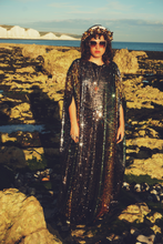 Load image into Gallery viewer, Siren Sequins - sequins in Bottle Green, Gunmetal Grey and Gold - Slash -neck
