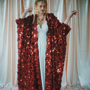 No.26 Crimson and clover Sequin Kimono Robe