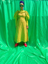 Load image into Gallery viewer, *VINTAGE* Green puff sleeved high collar costume Dress
