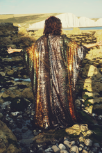 Load image into Gallery viewer, Siren Sequins - sequins in Bottle Green, Gunmetal Grey and Gold - Slash -neck
