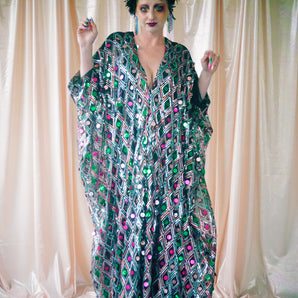 No.40… Fortune Tella….sequin multi-coloured V- Neck kaftan Gown