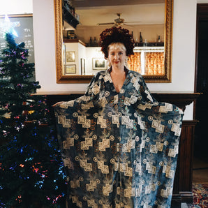 Beautiful velvet lace with sequins and pattered crochet lace - Grey Squares