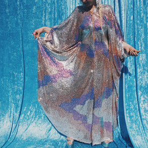 Cascade Style - Sunset Sequin Zip Fronted Kaftan