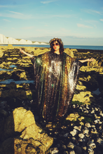 Load image into Gallery viewer, Siren Sequins - sequins in Bottle Green, Gunmetal Grey and Gold - Slash -neck
