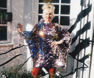 Pink & Purple Confetti Sequin Mini Kaftan
