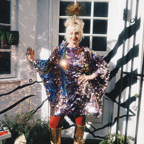 Pink & Purple Confetti Sequin Mini Kaftan