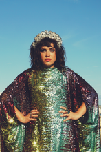 Load image into Gallery viewer, Siren Sequins - matte mint, baby pink, red and gold - Slash Neck
