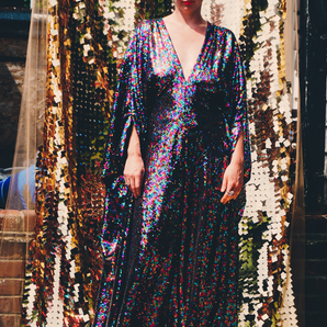 PRIDE Dazzling Sequin Rainbow Kaftan Gown / Kimono Robe