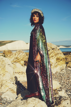 Load image into Gallery viewer, Siren Sequins - matte mint, baby pink, red and gold - Kimono Robe
