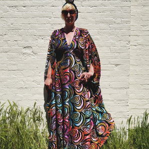 Ours is the Magic, Ours is the Power Burnout Velvet Kaftan Coral/Purple