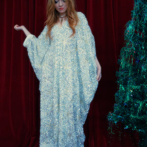 Ice Empress Sequin V-Neck Kaftan Gown