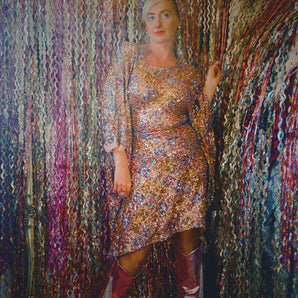 Gold Silver Rainbow Gunmetal Hearts Mini Dress Kaftan